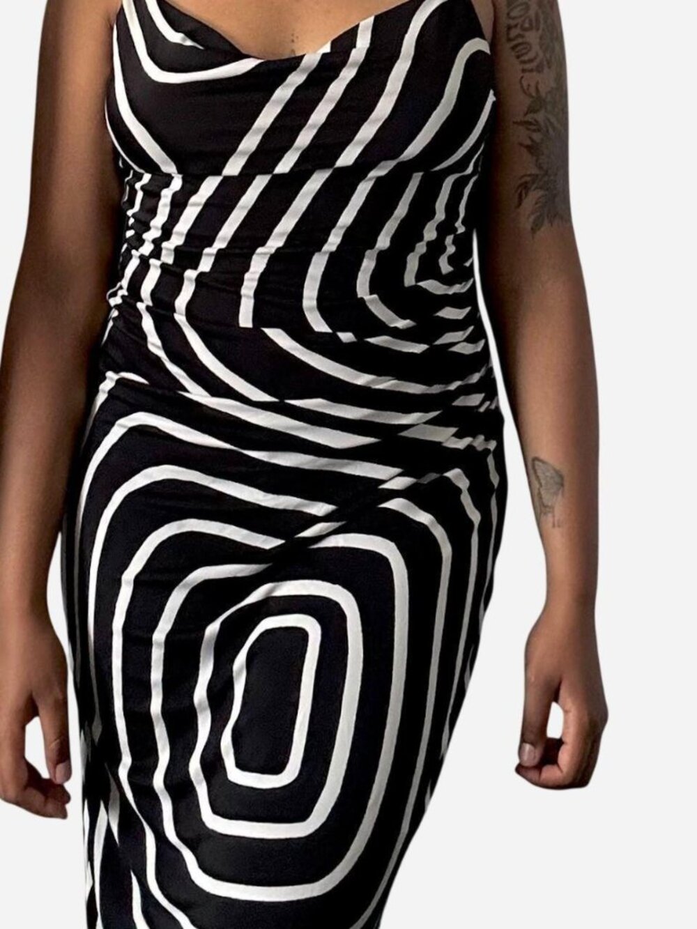 Black & White Swirl Print Maxi Dress